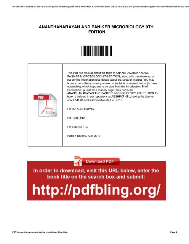 Ananthanarayan Microbiology Ebook